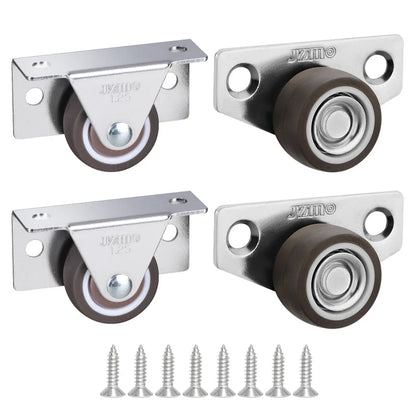 4Pcs Silent Rubber Casters | Low Profile Drawer Wheels for Furniture, Kitchen Cabinets, and Tables - Side Installation Replacement