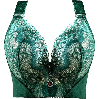 Plus Size Push-Up Bra – Sexy Lace Underwire Full Coverage Lingerie for Curvy Women with Wide Side Wings