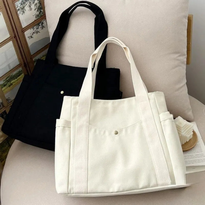 Large Capacity Canvas Tote Bag: Ideal for Work, Commuting, College Style - Student Shoulder Bag for Books & Outfits