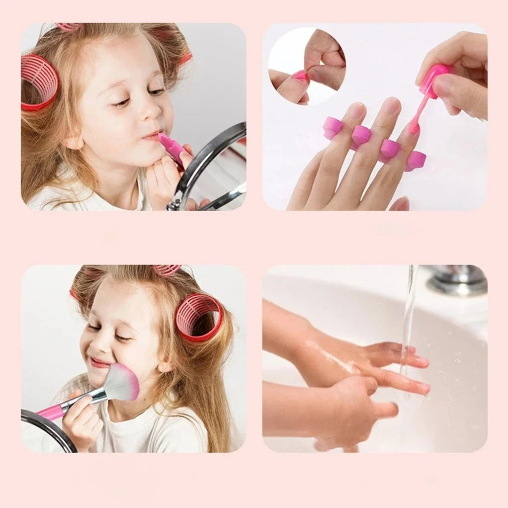 Kids Pretend Makeup Set - Princess Cosmetics Toy Kit with Lipstick & Eyeshadow for Girls
