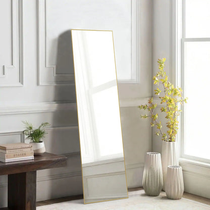Full Body Wall Mirror 59"x16" – Standing or Wall-Mounted with Aluminum Alloy Frame for Bathroom & Bedroom