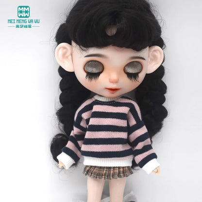 Blythe Doll Accessories Set – Fashion Sweatshirt, Shoe Covers & Sneakers for Blythe & Azone Dolls, Christmas Gift