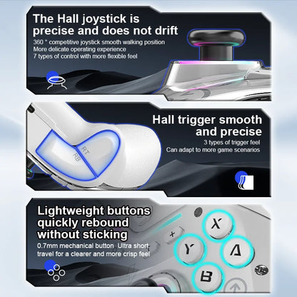 CM-619 Wireless Game Controller — Dual Motor, Dazzling Light, Compatible with iOS, Android & PC