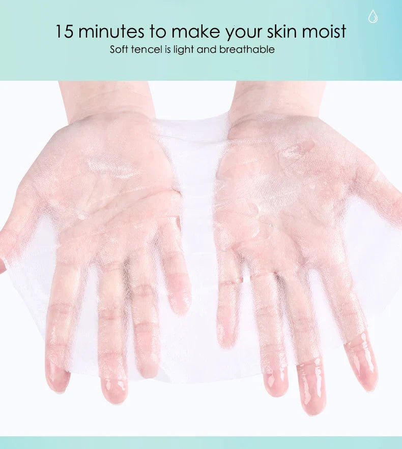 10pcs Hyaluronic Acid Hydrating Facial Mask – Moisturizing, Pore Shrinking Skin Care Face Masks