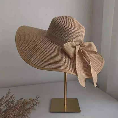 Wide Brim Straw Sun Hat - Summer Beach Travel Shade & UV Protection Hat