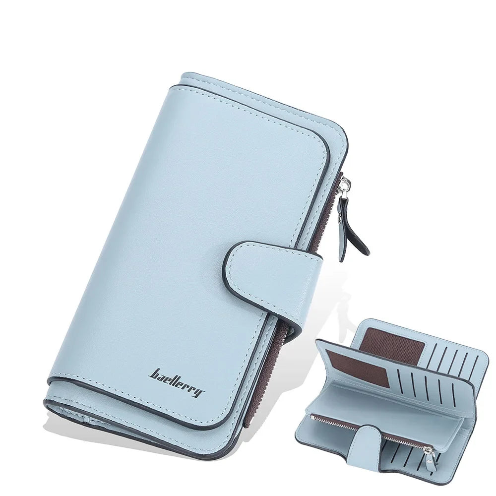 2024 Women’s Long Wallet – Custom Name Engraving, 15 Card Holders & Zippered Classic Purse