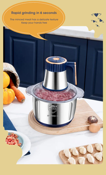5L Electric Meat Grinder – 304 Stainless Steel Food Crusher & Multifunctional Vegetable Chopper for Baby Food