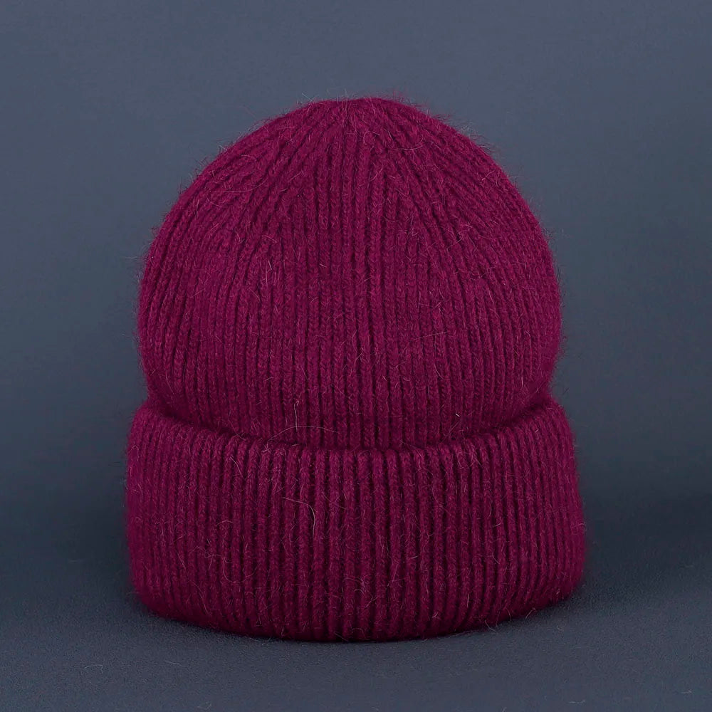 2024 Rabbit Fur Beanie – Soft Fluffy Winter Hat for Women, Angora Knitted Skullies, Warm Bonnet Knit Cap