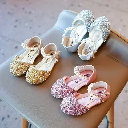 Girls Sequined Leather Shoes - Fashion Princess Sandals for Baby Girls, Size 21–35