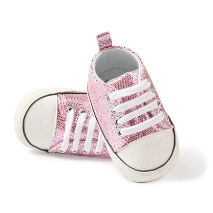 Meckior Baby Flash Canvas Sneakers – Infant First Walkers Soft Sole Anti-Slip Shoes for Boys & Girls