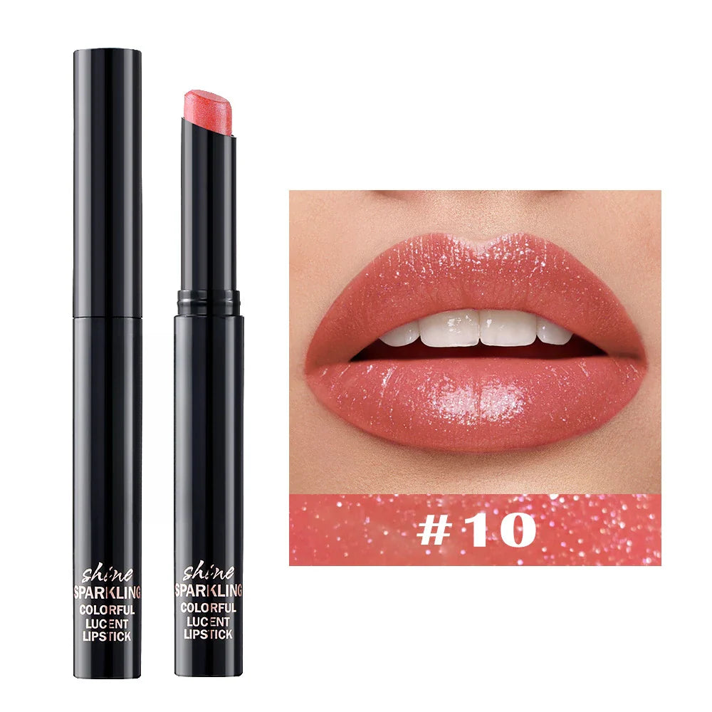 Diamond Pearlescent Waterproof Lipstick – Long-Lasting Matte Velvet Red Lip Makeup Cosmetics