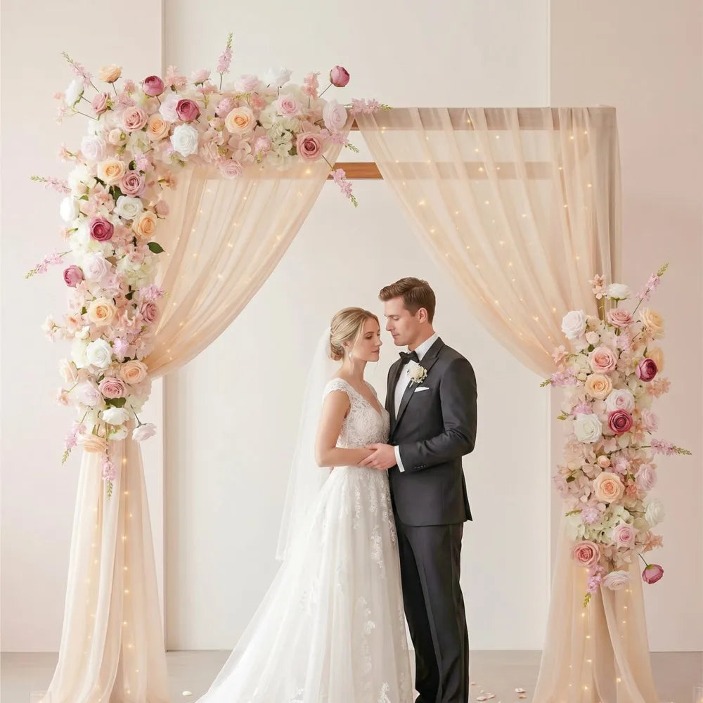Pink Rose Wedding Flower Runner - Silk Floral Backdrop Decor for Tables, Events & Parties