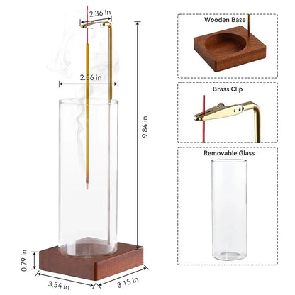 Mess-Free Incense Holder for Sticks - Removable Glass Ash Catcher Burner for Meditation, Yoga & Spa