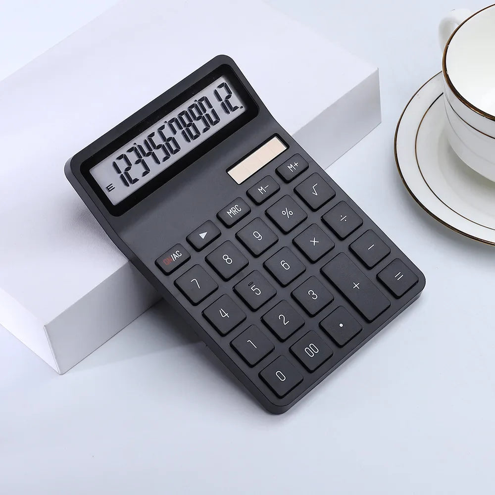 12-Digit Solar Calculator – Dual Power Supply Electronic Financial Accounting Calculator for Home, Office & School Use