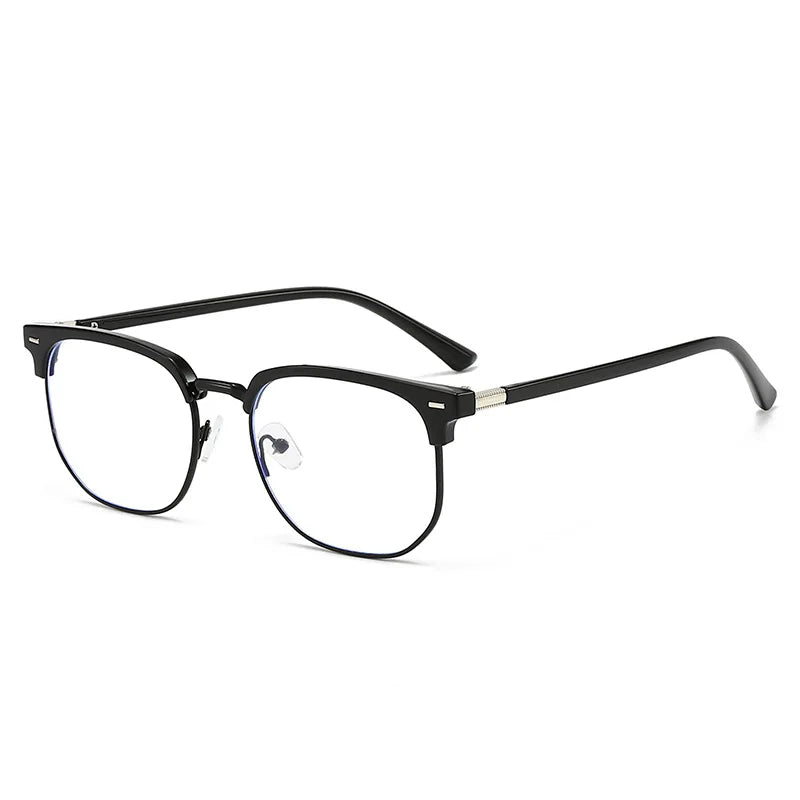 XJiea 2024 Photochromic Blue Light Blocking Glasses – Semi-Rimless Rectangle Eyewear for Men & Women, Office & Computer Use