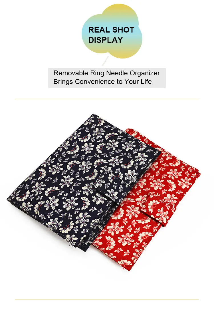 Cotton Knitting Needles Organizer Bag – Red Detachable Storage for Crochet Hooks & Sewing Accessories