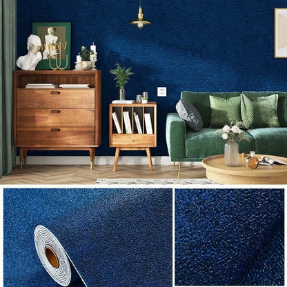 Linen 3D Foam Self-Adhesive PVC Wallpaper - Solid Color, Thickened Waterproof Wall Stickers for Home Renovation & Decor