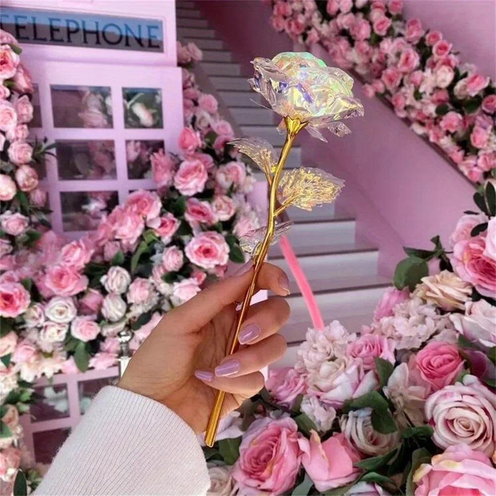 10PCS 24K Foil Plated Rose Gold Roses – Valentine’s Day, Wedding & Forever Love Decorative Gift