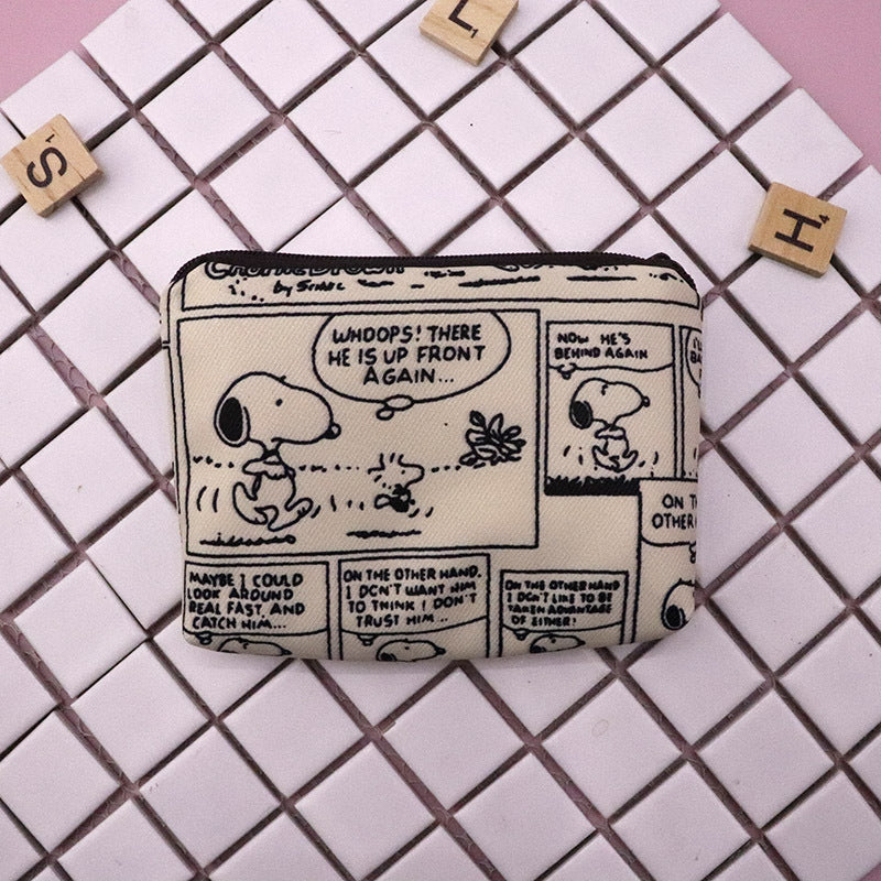 Snoopy Print Mini Coin Purse – Cute Wallet & Card Holder for Women, Girls & Kids, Small Cosmetic & ID Bag