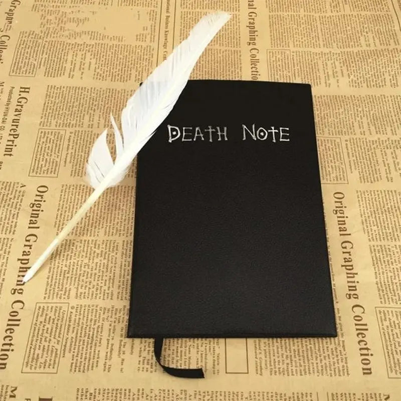 A5 Anime Notebook Set – Leather Journal, Feather Pen, Animation Art Writing Notepad with Necklace