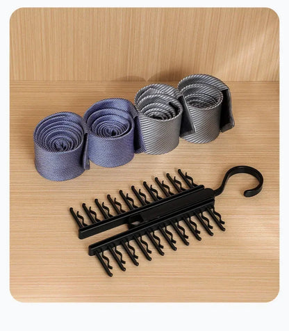 Rotatable Tie Hanger – 20-Row Skidproof Necktie & Belt Organizer Rack for Closet Storage
