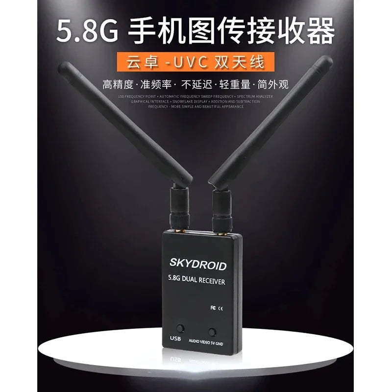 Skydroid 5.8GHz 150CH True Diversity FPV Receiver – UVC OTG for Android Smartphones, Tablets & VR Headsets