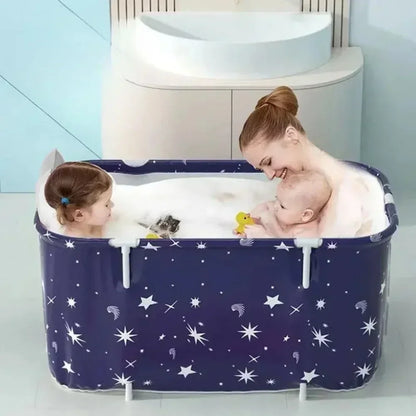 Folding Portable Adult Bath Tub – Thickened Insulated Round SPA Soaking Bucket for Home Bathroom