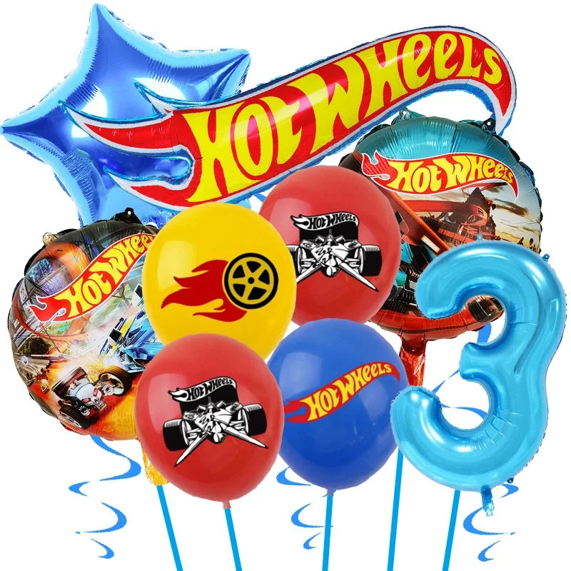 Kids Birthday Party Decoration Kit – Paper Tableware Set with Balloons, Plates, Cups & Tablecloth for Boys Baby Shower Party Supplies