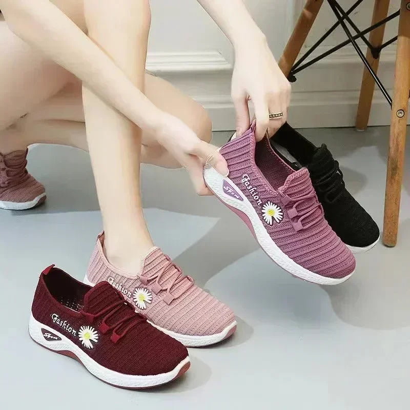 Women's Fashion Sports Shoes – Breathable Mesh, Soft Thick Sole, Lightweight Casual Trendy Coconut Sneakers