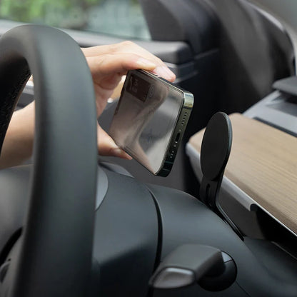 Magnetic Steering Wheel Phone Holder for Tesla Model 3/Y/S/X – Universal Auto Mount Stand for Apple, Xiaomi & Huawei Smartphones