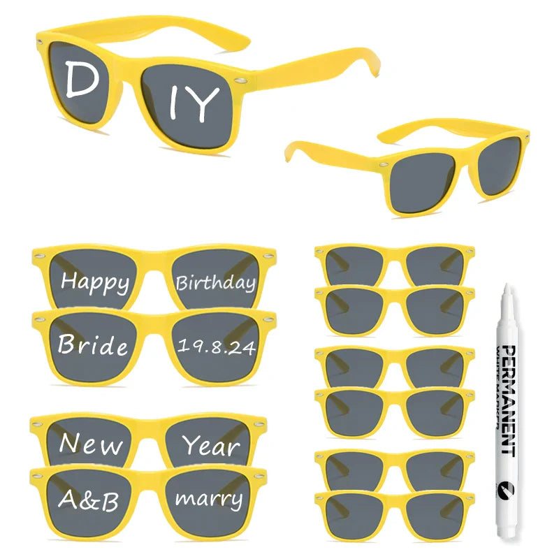 KAMMPT 12-Pair Candy Color Sunglasses Set – Fashion DIY Bride Decor Shades for Women, Festivals & Party Gifts