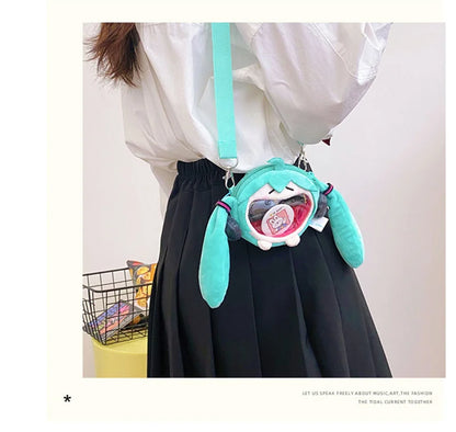 Hatsune Miku Coin Purse Shoulder Bag – Kawaii 14cm Plush Headphone Bag, Cartoon Crossbody Keychain Pendant, Perfect Girl Gift
