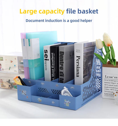 Multi-Color File Rack Folder Storage Box, Desktop File Box, Multi-Functional File Basket, Multi-Layer Shelf, Office Bookshelf Organizer