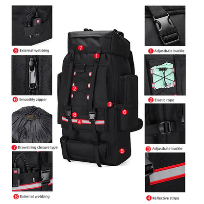 130L Hiking & Camping Backpack - Large Molle Trekking Rucksack for Men, Outdoor Travel & Sports Bag