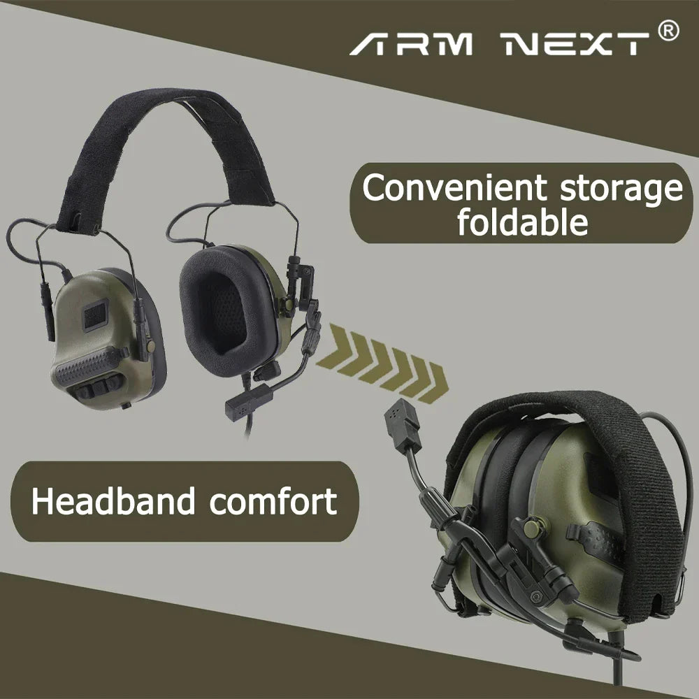 ARM NEXT F10 Tactical Headset — Noise-Canceling Hunting & Shooting Headphones with Brackets, Compatible with Wendy M-LOK ARC Helmet