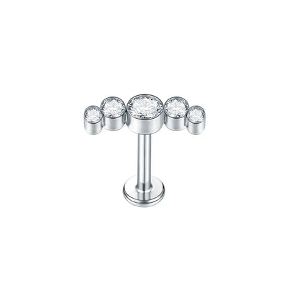 Titanium CZ Tragus & Helix Stud – Internally Threaded Labret Lip Ring Piercing Earring (1PC)
