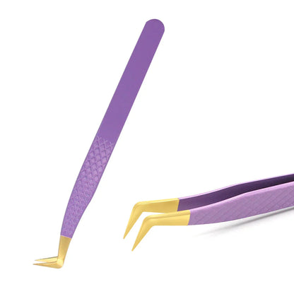 AILEISHI Eyelash Tweezers — Stainless Steel High Precision Anti-Static Extension Tool
