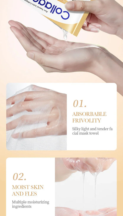 10PCS Collagen Anti-Wrinkle Facial Masks – Korean Skincare for Anti-Aging, Firming, Moisturizing & Brightening