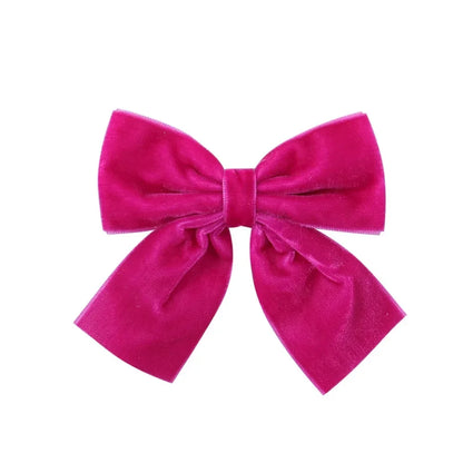 4.3-inch Velvet Bow Hair Clips for Girls – Handmade Barrettes in Black, White, Red, Pink, Blue, Yellow, Kids Hair Accessories