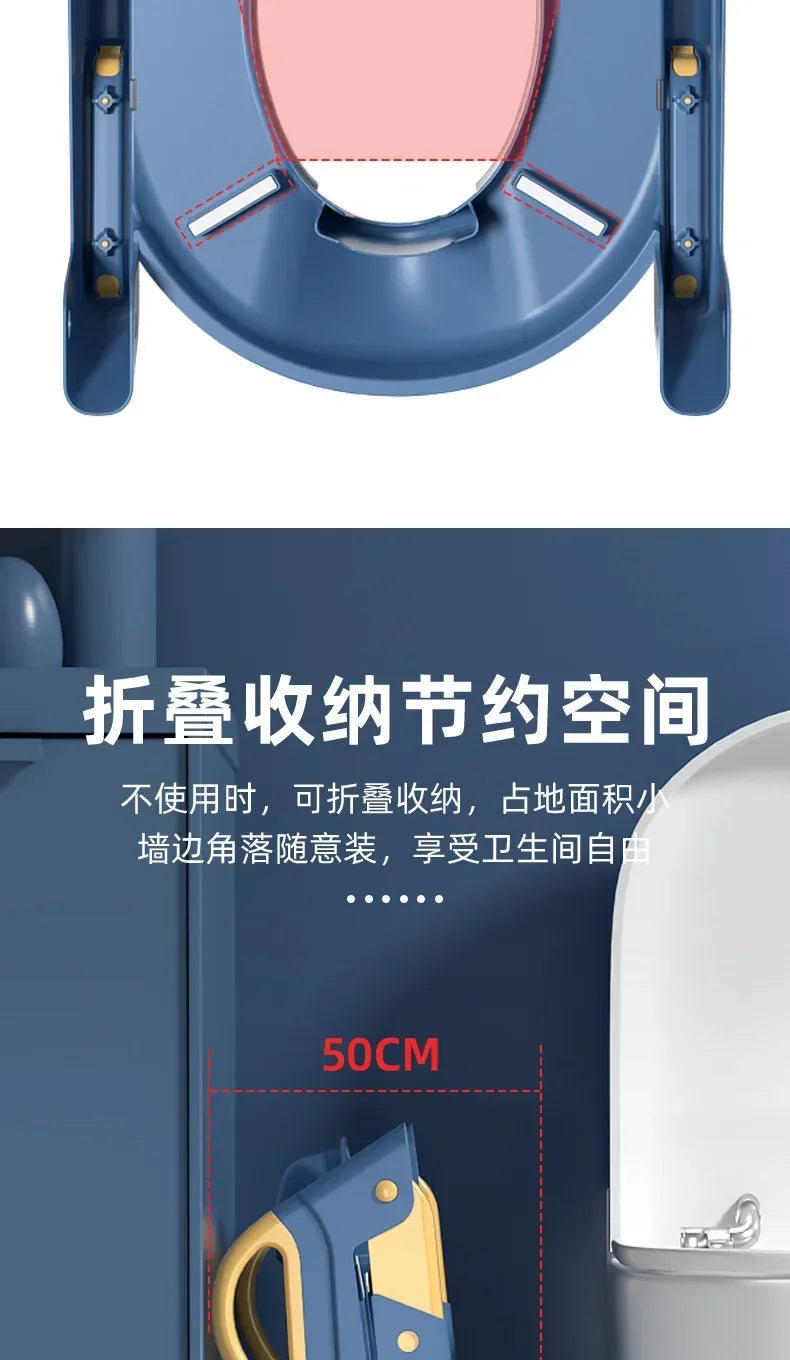 Children's Toilet Seat & Step Stool – Folding Toilet Ring with Stairway for Boys & Girls