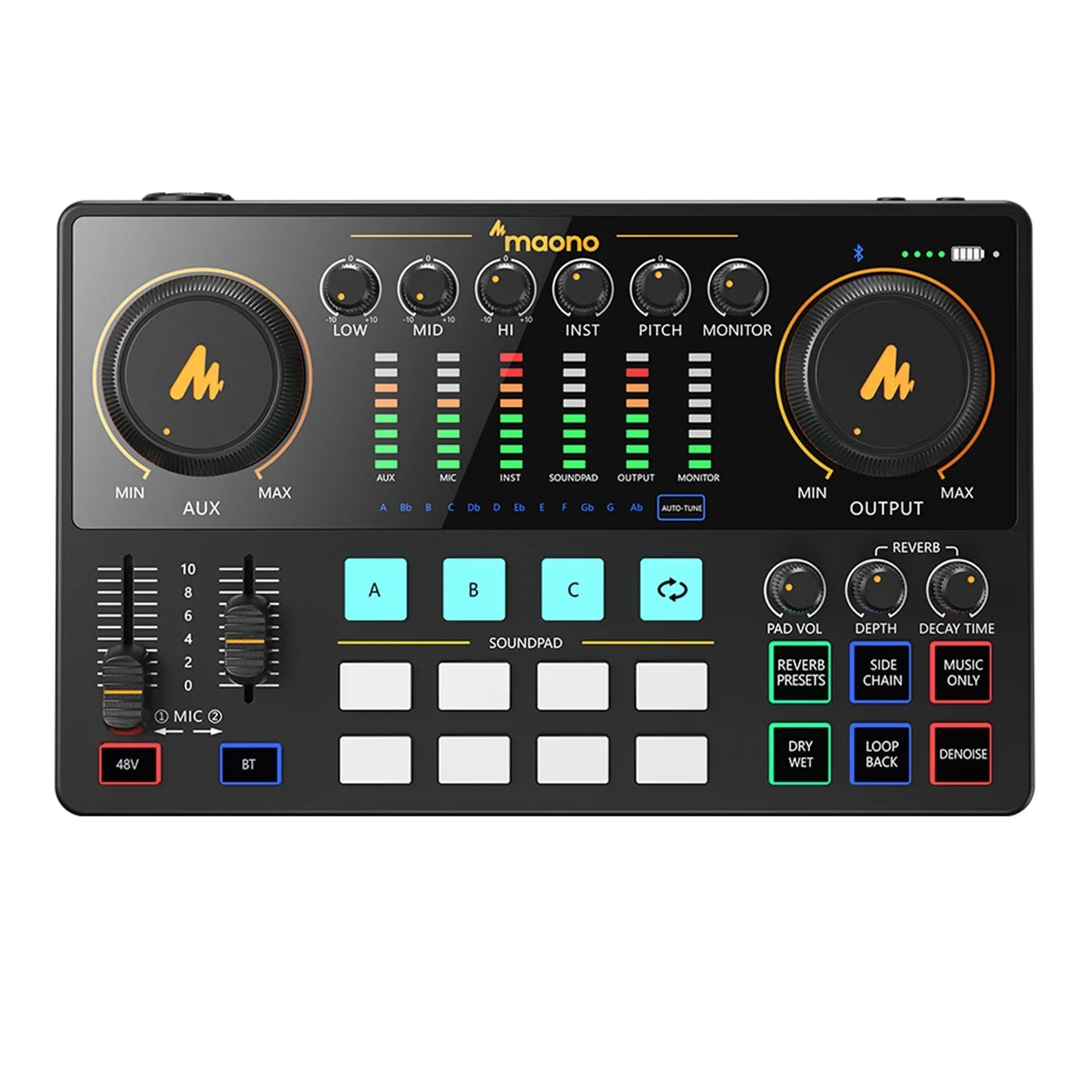 Maono AME2 Audio Interface Mixer - All-in-One Portable Podcast Studio for Recording, Live Streaming, YouTube, Guitar & PC