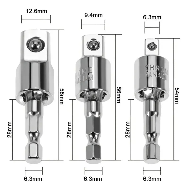 360° Electric Drill Air Screwdriver Sleeve Adapter - Universal Hexagonal Handle to Square Head Rotary Connect Rod Tool