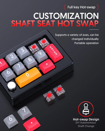 13-Key Programmable Mechanical Mini Keyboard – Hot-Swappable Switches with 7-Color RGB Lighting for Gaming