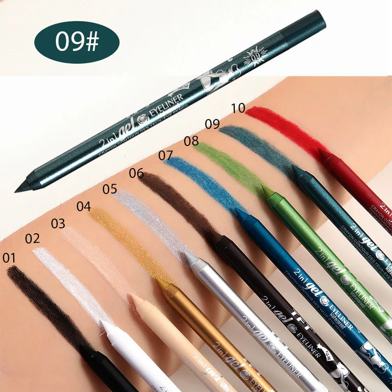 Waterproof Long-Lasting Eyeliner Pencil – Colorful Gel Eye Liner Pen in Blue, Black & White for Makeup and Beauty