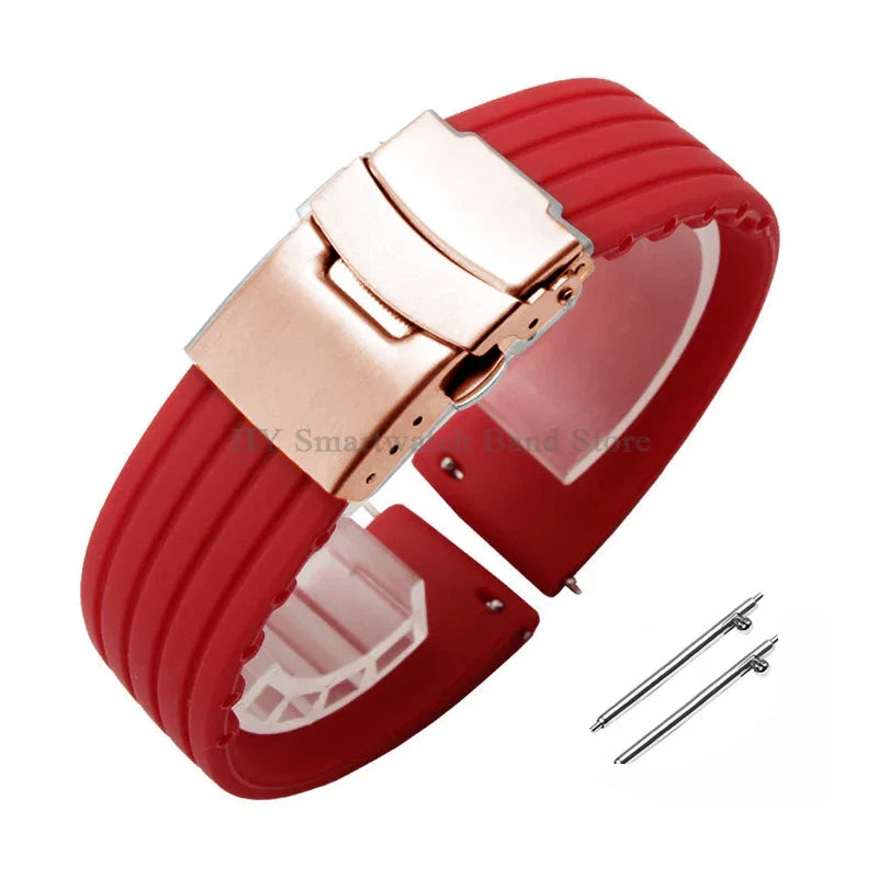 Quick Release Silicone Watch Strap 18–24mm – Sport Rubber Band for Huawei Watch GT2/3/4, Omega, Seiko, Fossil