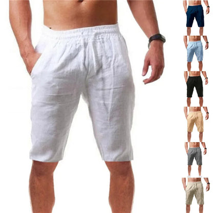 Men's Cotton Linen Shorts – Breathable Solid Color Summer Trousers, Fitness Streetwear S-3XL
