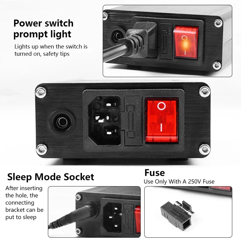 T12 Soldering Station – STM 32 Chip, OLED Display, Adjustable Temp, Auto Sleep, 5pin Soldering Iron & Tweezers Handle