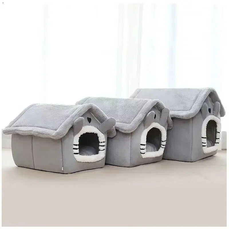 Indoor Warm Pet Bed Tent House - Soft Dog House Kennel with Removable Cushion, Suitable for Small, Medium, and Large Pets