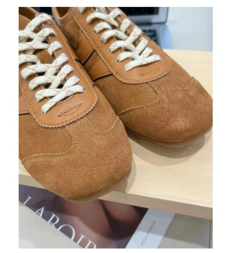 Women’s 2024 Genuine Leather Sneakers – Casual Spring Flat Training Shoes for Ladies