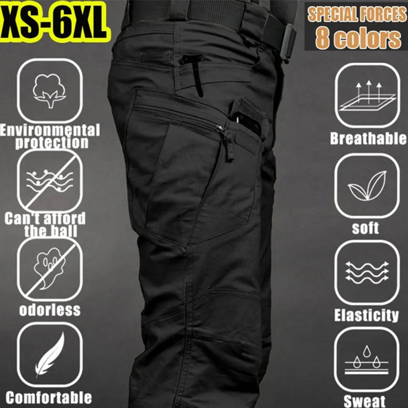 Men’s Tactical Cargo Pants 6XL – Waterproof Multi-Pocket Outdoor Hiking & Fishing Casual Sports Trousers Plus Size Fit